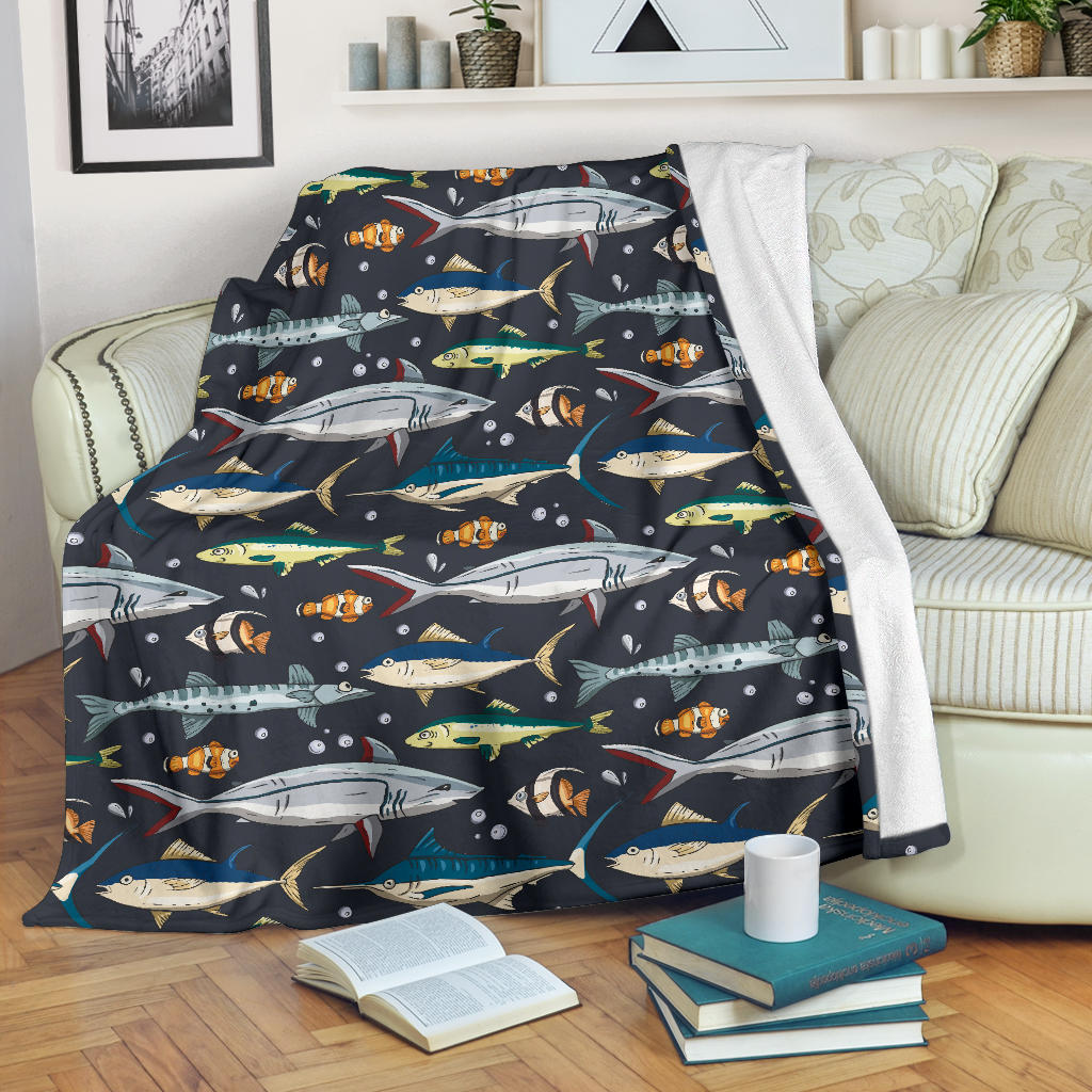 Swordfish Pattern Print Design 04 Premium Blanket