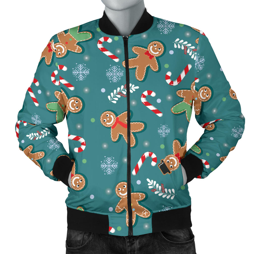 Gingerbread Pattern Print Design 05 Men Bomber Jacket