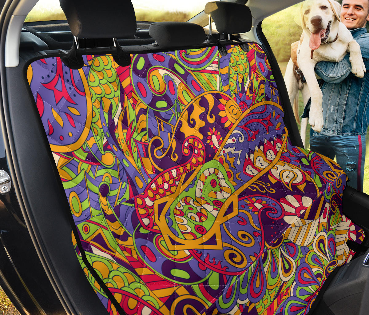 Funky Retro Pattern Print Design A04 Rear Dog Car Seat Cover Hammock