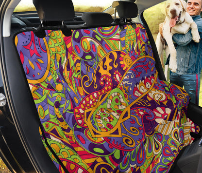 Funky Retro Pattern Print Design A04 Rear Dog Car Seat Cover Hammock
