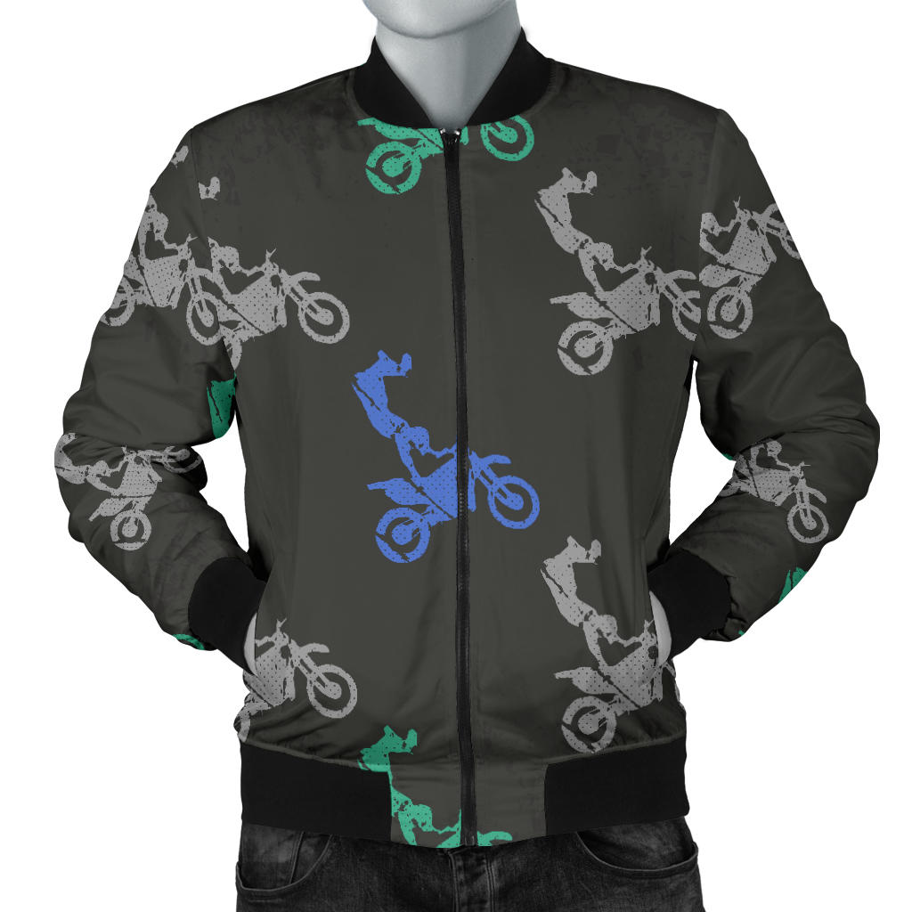 Motocross Pattern Print Design 02 Men Bomber Jacket