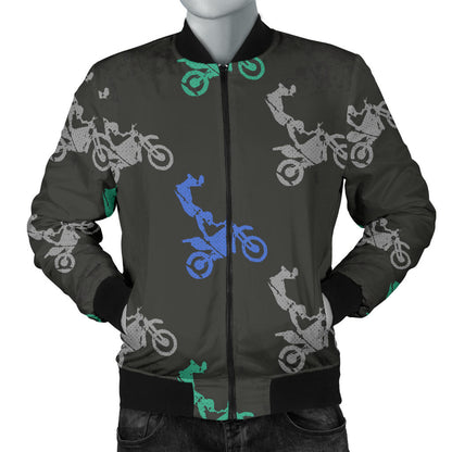 Motocross Pattern Print Design 02 Men Bomber Jacket