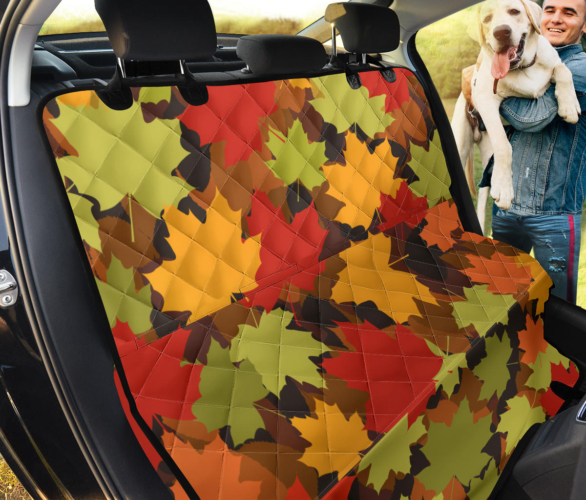 Maple Leaf Pattern Print Design 05 Rear Dog Car Seat Cover Hammock
