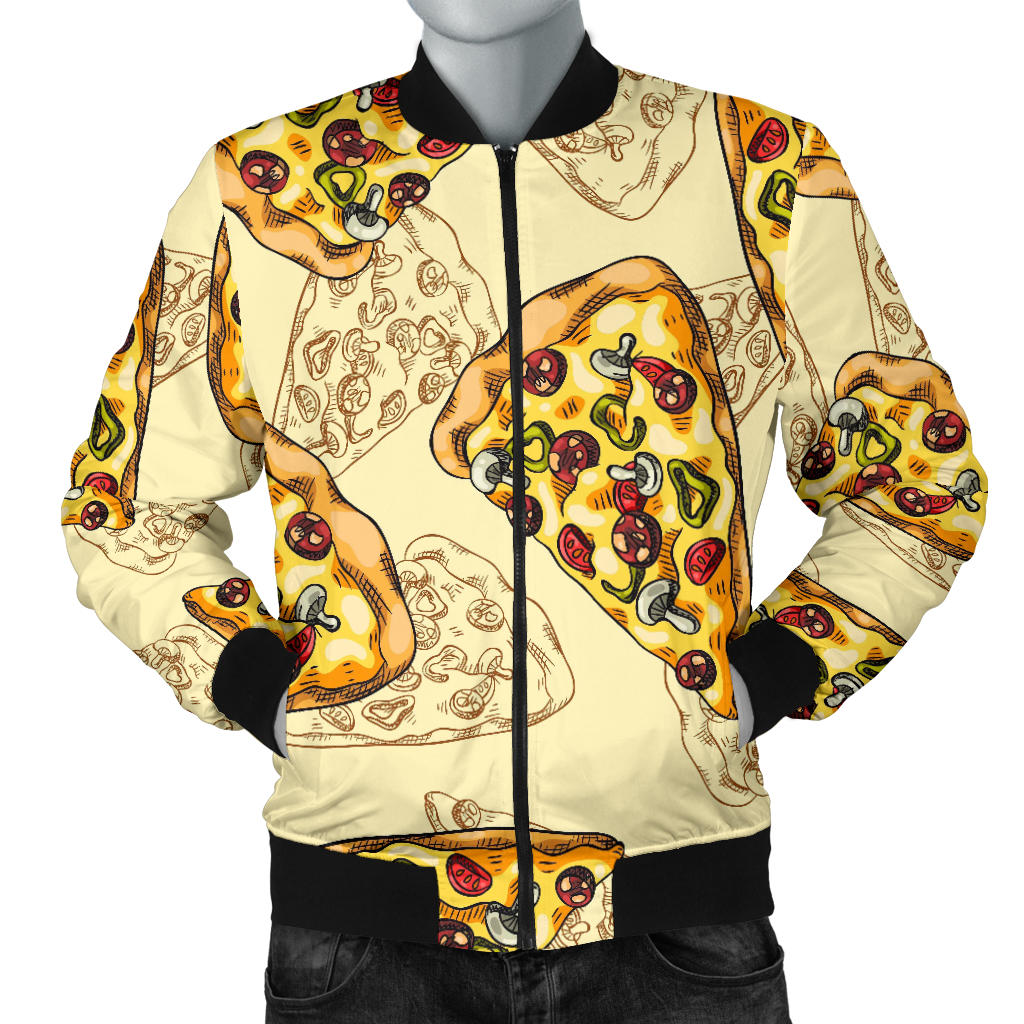 Pizza Pattern Print Design A01 Men Bomber Jacket
