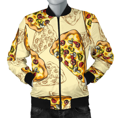 Pizza Pattern Print Design A01 Men Bomber Jacket