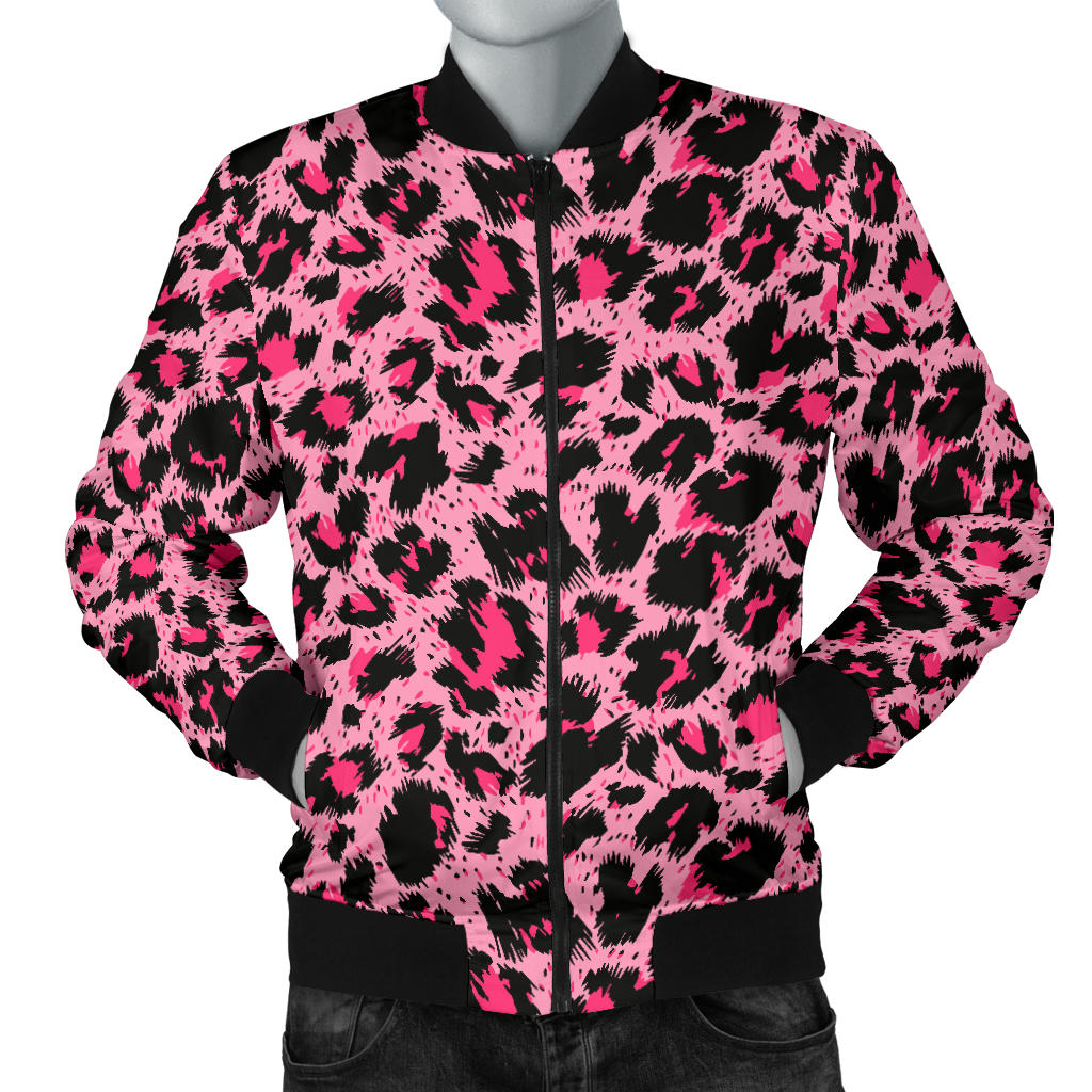 Cheetah Pink Pattern Print Design 01 Men Bomber Jacket