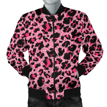 Cheetah Pink Pattern Print Design 01 Men Bomber Jacket