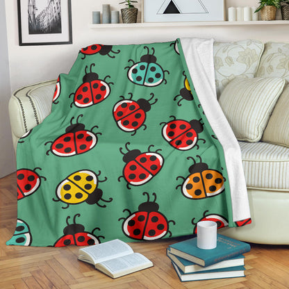 Ladybug Pattern Print Design 02 Premium Blanket