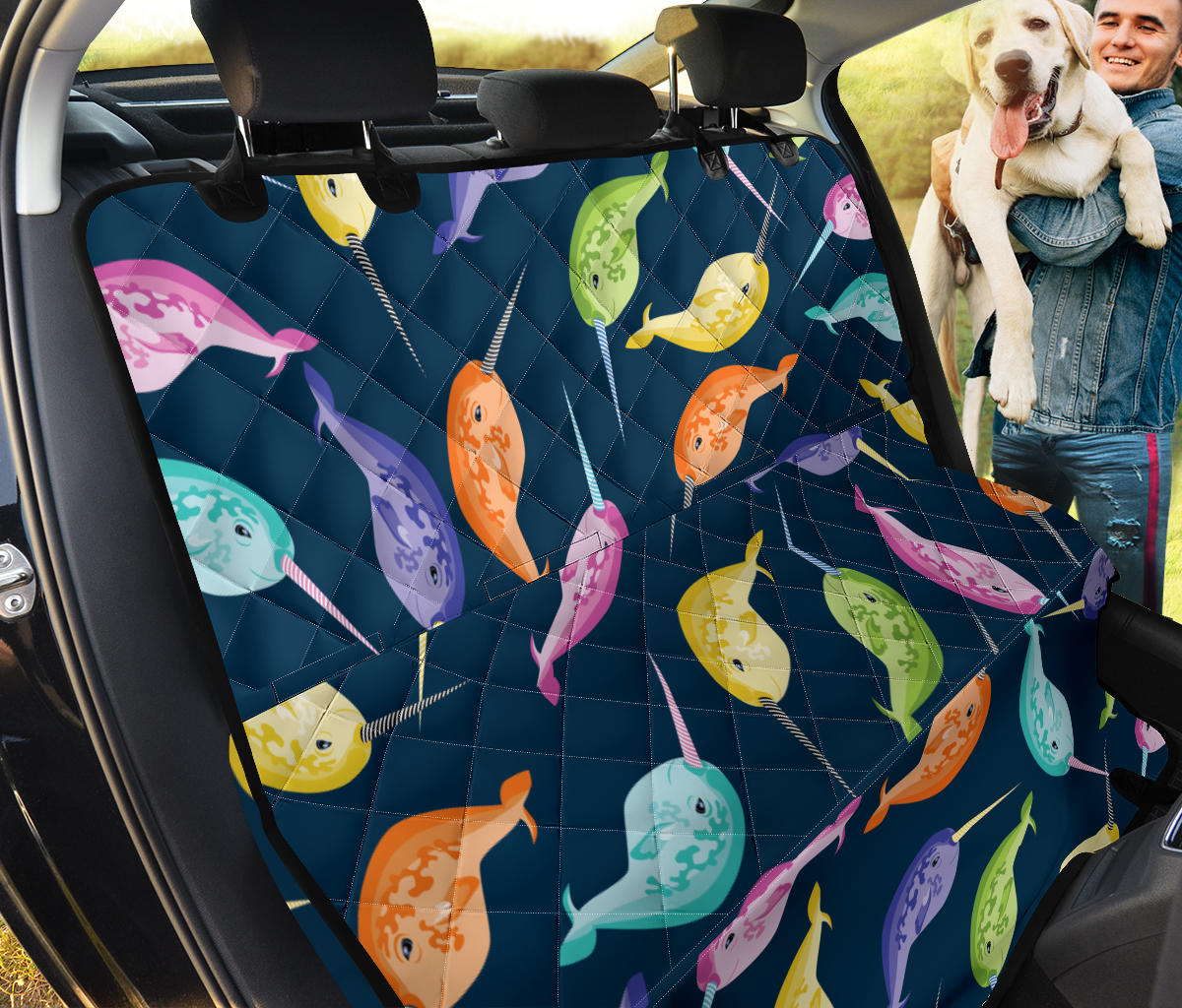 Narwhal Colorful Pattern Print Design 03 Rear Dog Car Seat Cover Hammock