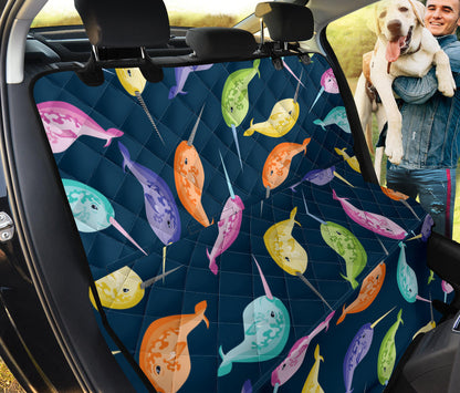 Narwhal Colorful Pattern Print Design 03 Rear Dog Car Seat Cover Hammock