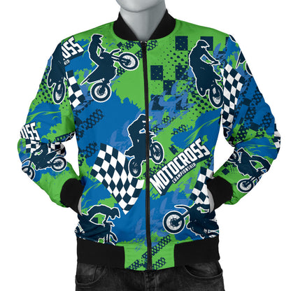 Motocross Pattern Print Design 04 Men Bomber Jacket