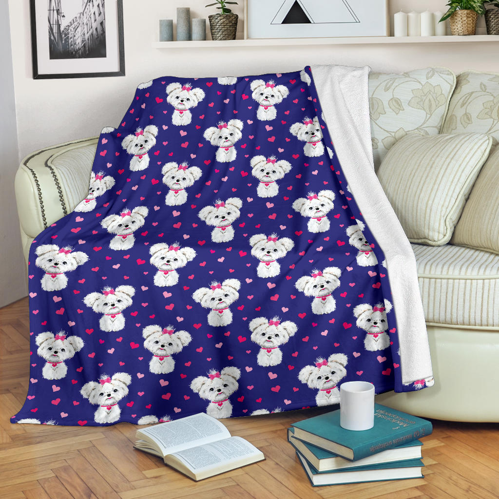 Maltese Pattern Print Design 02 Premium Blanket