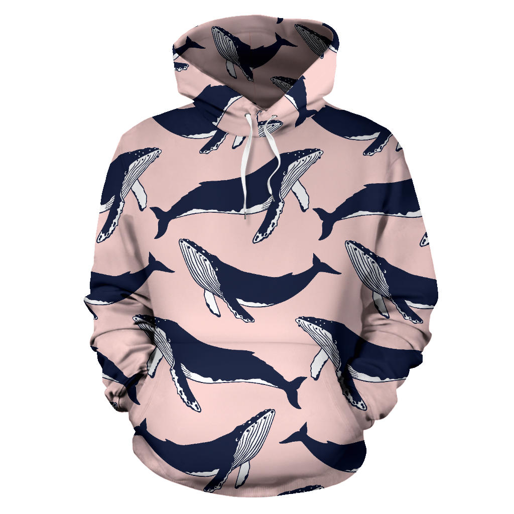 Humpback Whale Pattern Print Design 02 Pullover Hoodie