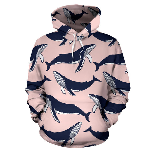 Humpback Whale Pattern Print Design 02 Pullover Hoodie