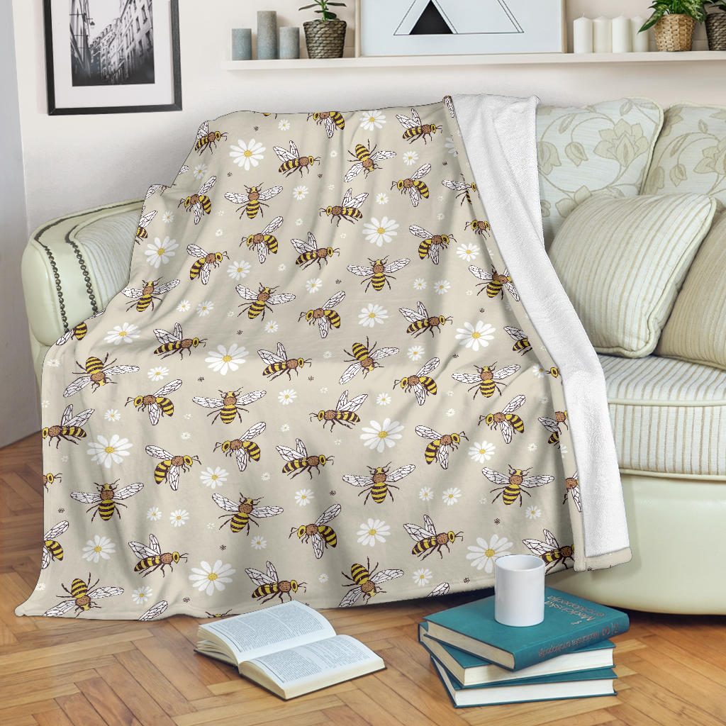 Bee Pattern Print Design 03 Premium Blanket