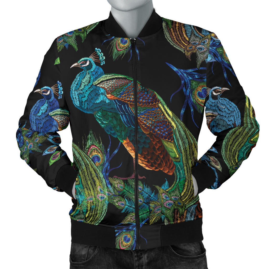 Peacock Pattern Print Design A04 Men Bomber Jacket