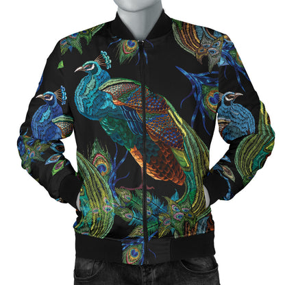 Peacock Pattern Print Design A04 Men Bomber Jacket
