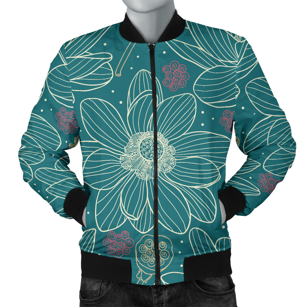 Lotus Pattern Print Design 01 Men Bomber Jacket