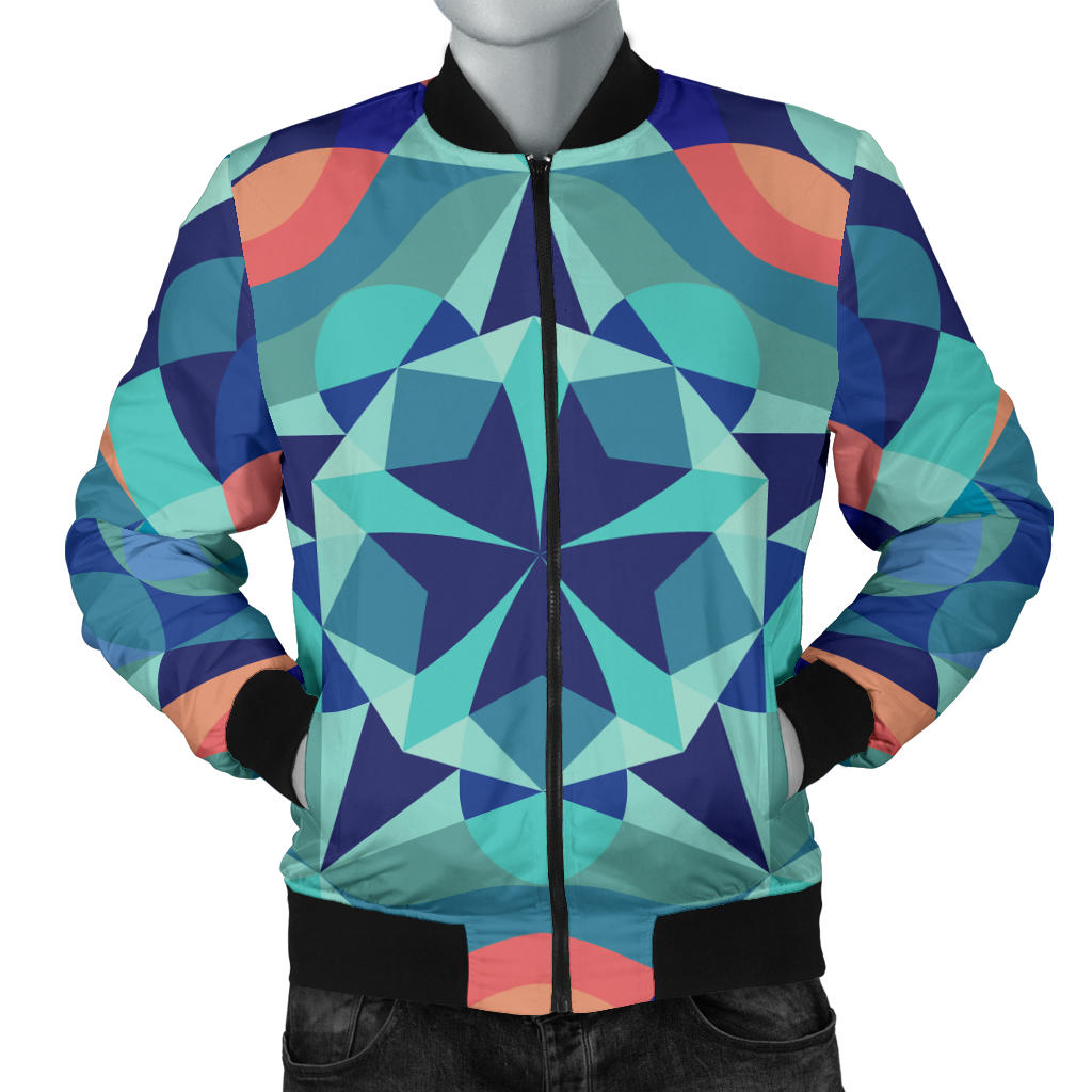 Kaleidoscope Pattern Print Design 03 Men Bomber Jacket