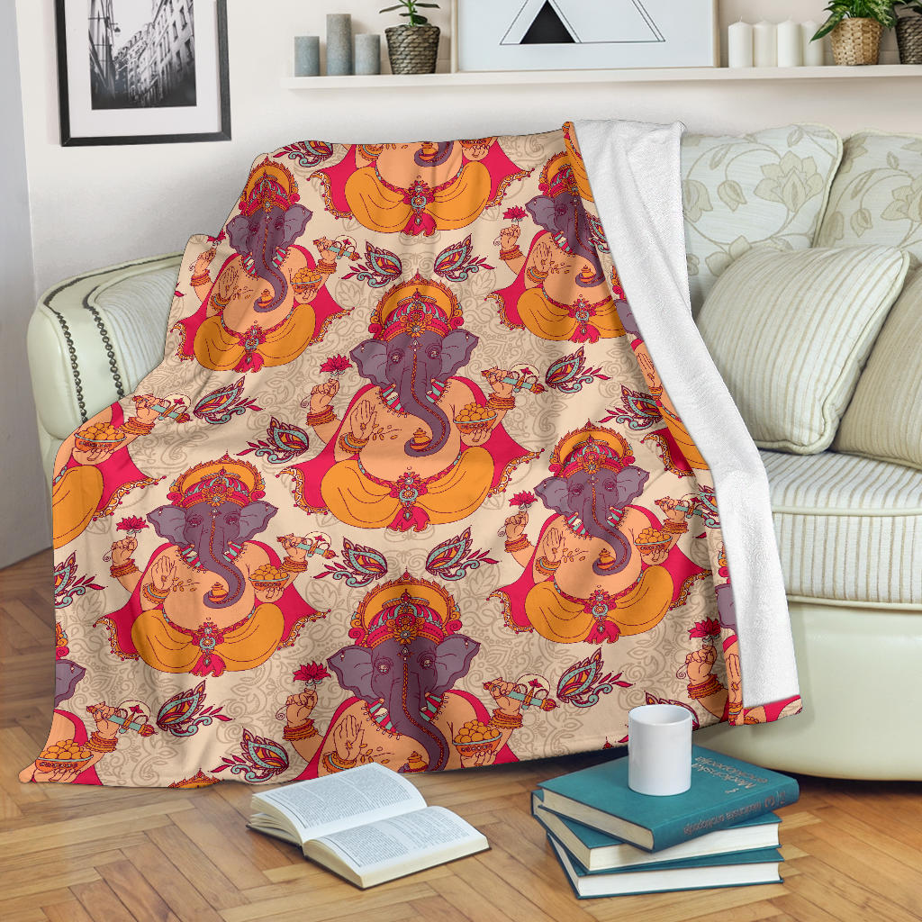 Ganesha Indian Pattern Print Design 02 Premium Blanket