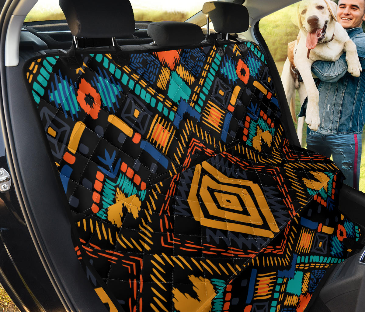 Kente Pattern Print Design 05 Rear Dog Car Seat Cover Hammock