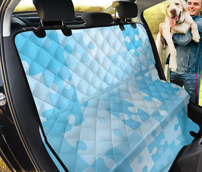 Puzzle Blue Pattern Print Design A04 Rear Dog Car Seat Cover Hammock