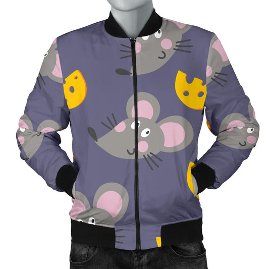 Rat With Cheese Pattern Print Design 01 Men Bomber Jacket