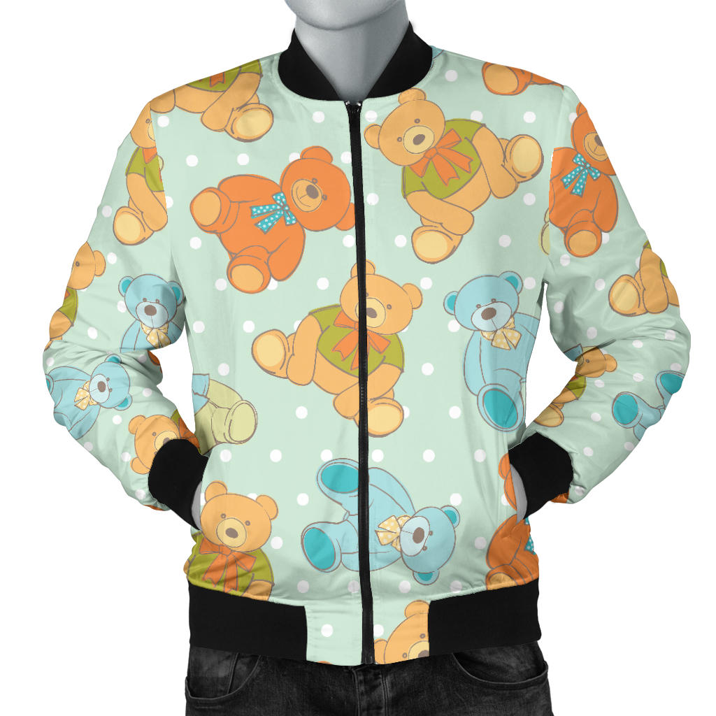 Bear Pattern Print Design 02 Men Bomber Jacket