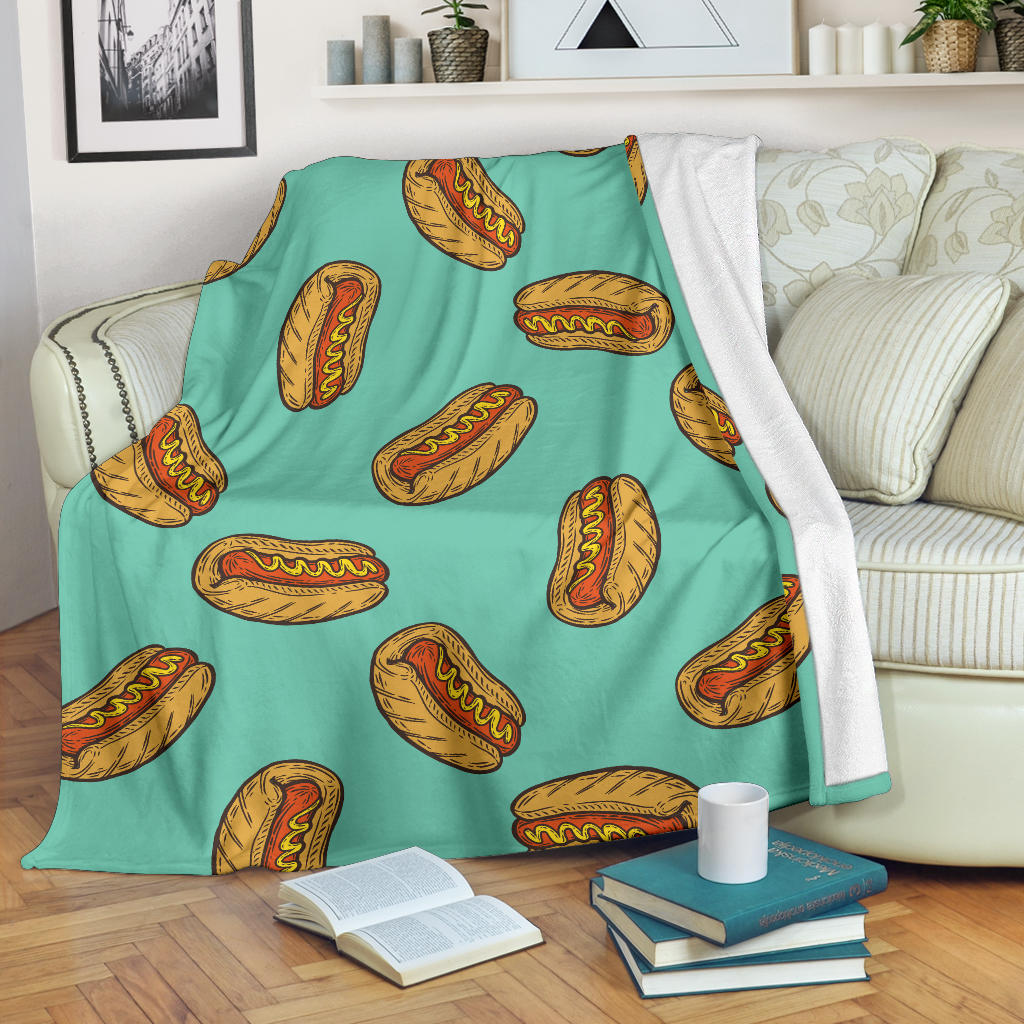 Hot Dog Pattern Print Design 04 Premium Blanket