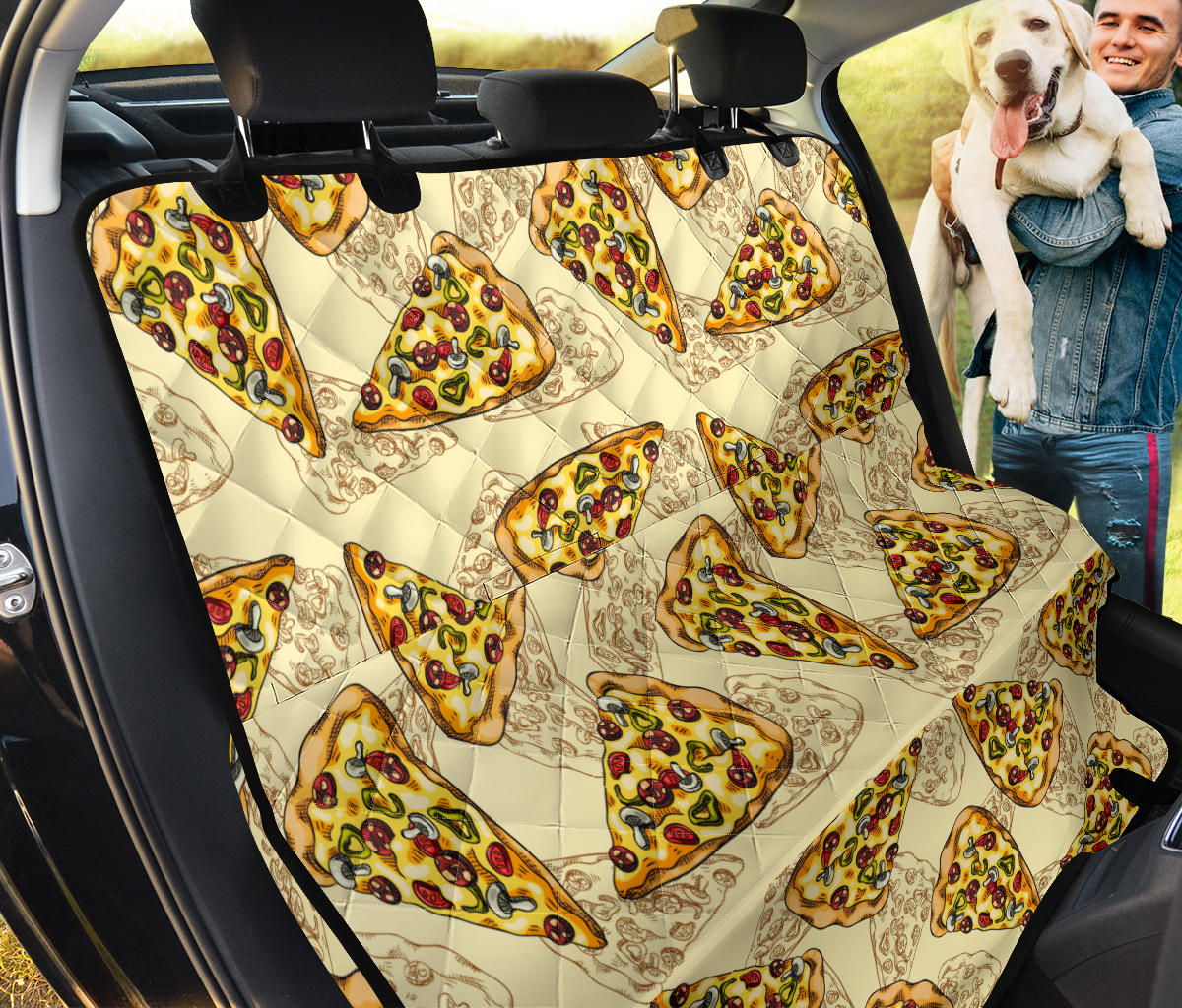 Pizza Pattern Print Design A01 Rear Dog Car Seat Cover Hammock