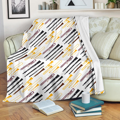 Clarinet Pattern Print Design 01 Premium Blanket