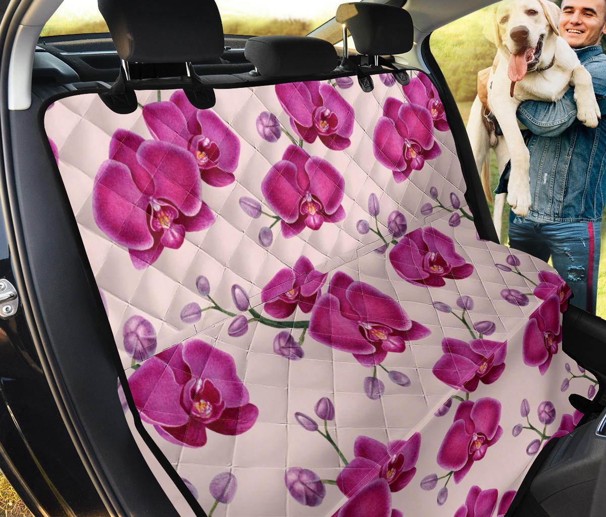 Orchid Pattern Print Design A02 Rear Dog Car Seat Cover Hammock