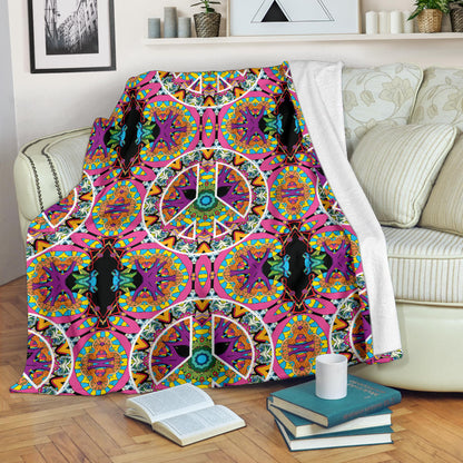 Peace Sign Pattern Print Design A03 Premium Blanket