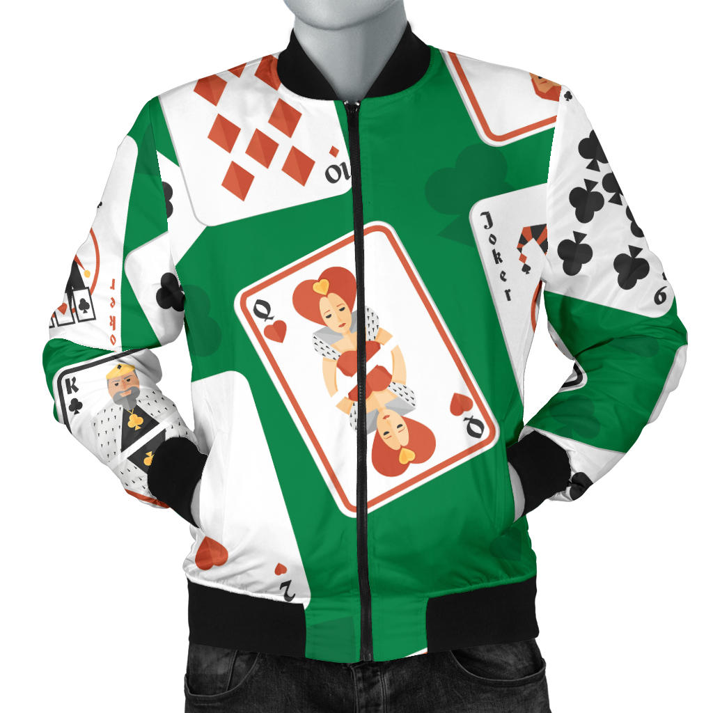 Poker Cards Pattern Print Design A03 Men Bomber Jacket