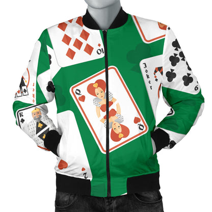 Poker Cards Pattern Print Design A03 Men Bomber Jacket