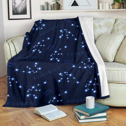 Aquarius Zodiac Pattern Print Design 02 Premium Blanket