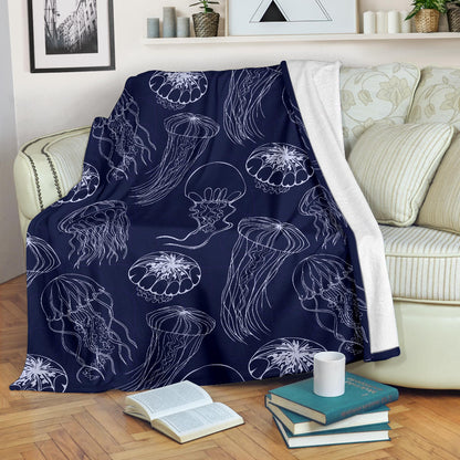 Jellyfish Pattern Print Design 05 Premium Blanket