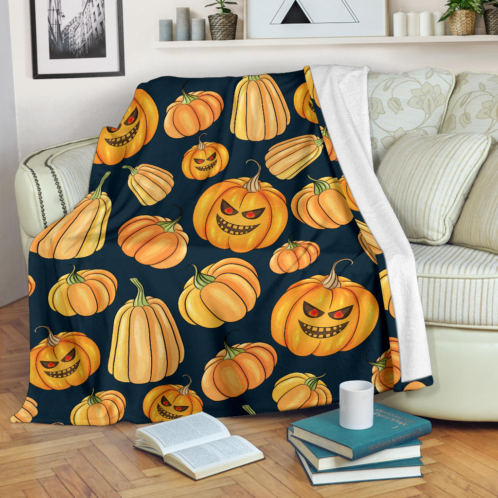 Pumpkin Halloween Pattern Print Design A04 Premium Blanket