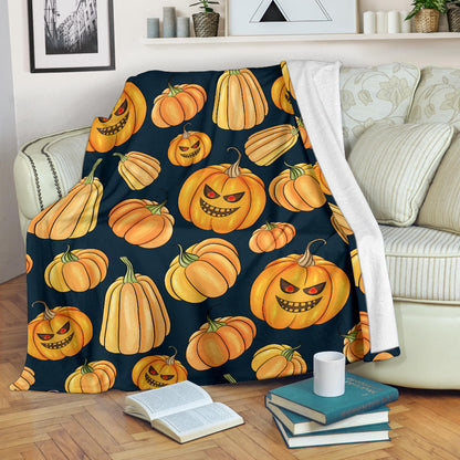 Pumpkin Halloween Pattern Print Design A04 Premium Blanket