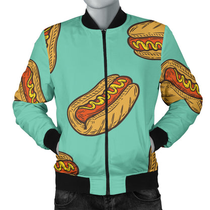 Hot Dog Pattern Print Design 04 Men Bomber Jacket