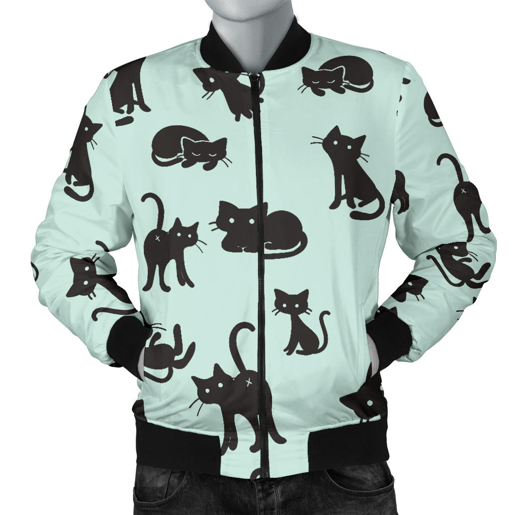 Black Cat Pattern Print Design 04 Men Bomber Jacket
