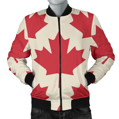 Maple Leaf Pattern Print Design 03 Men Bomber Jacket