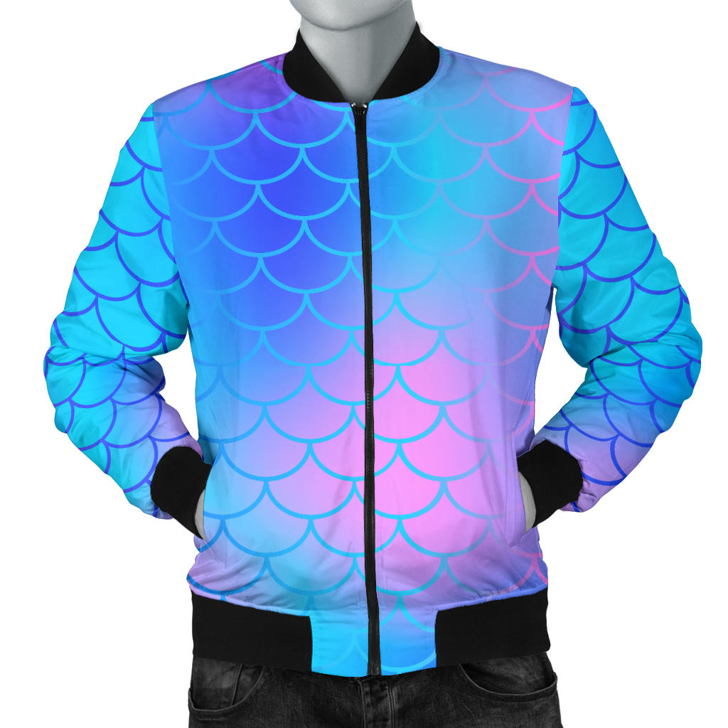 Mermaid Scales Pattern Print Design 04 Men Bomber Jacket
