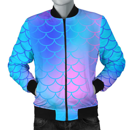 Mermaid Scales Pattern Print Design 04 Men Bomber Jacket