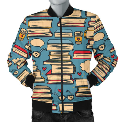 Book Pattern Print Design 03 Men Bomber Jacket