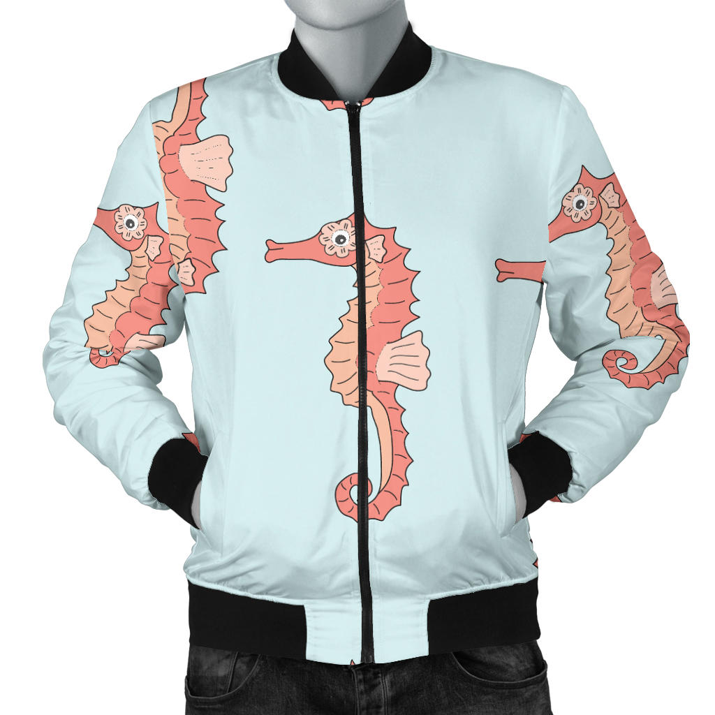 SeaHorse Pattern Print Design 01 Men Bomber Jacket