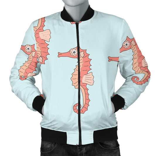 SeaHorse Pattern Print Design 01 Men Bomber Jacket