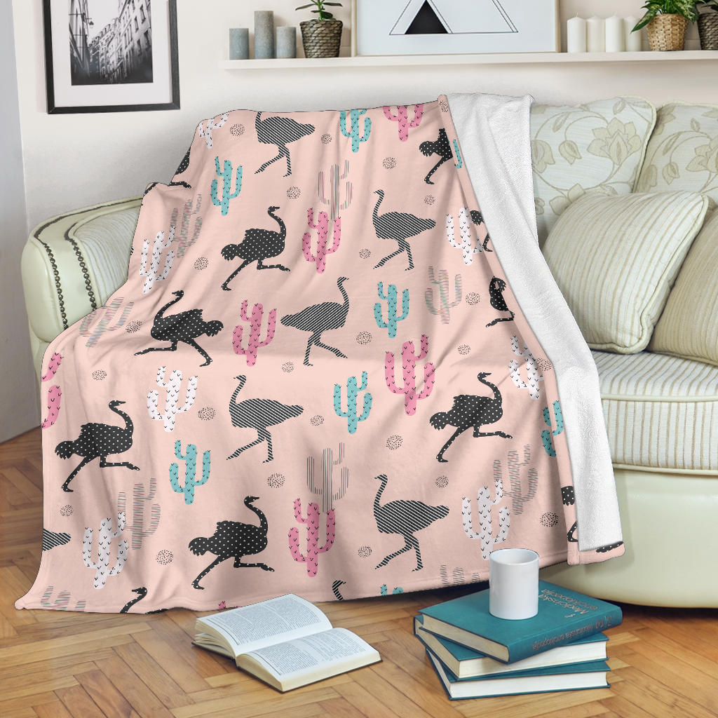 Ostrich Pattern Print Design 03 Premium Blanket