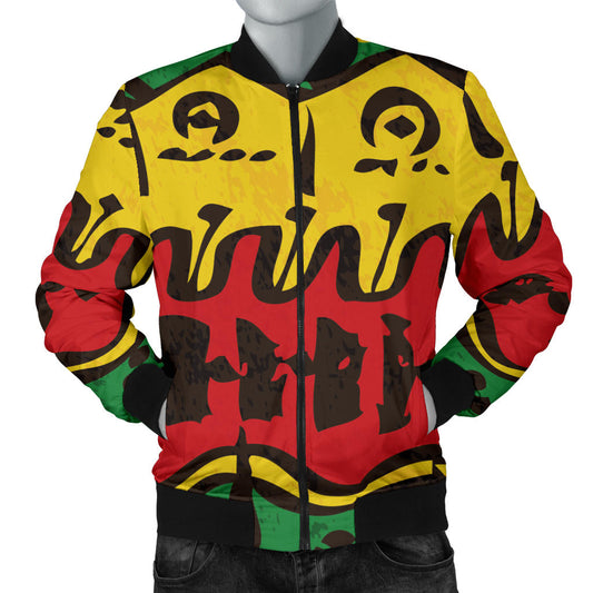 Rasta Pattern Print Design A01 Men Bomber Jacket