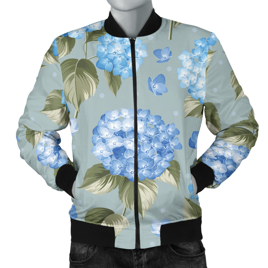 Hydrangea Pattern Print Design 01 Men Bomber Jacket